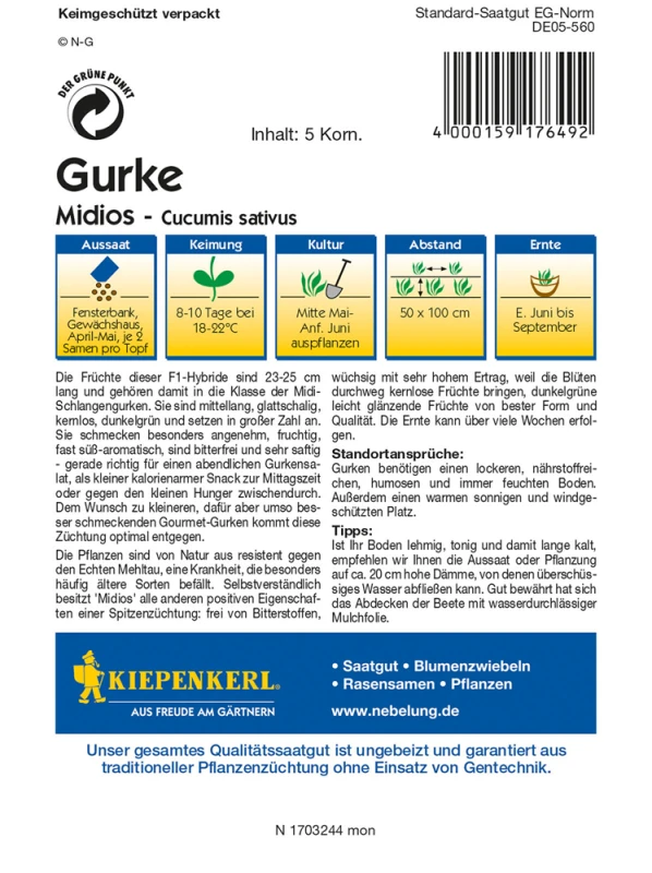 KIEPENKERL Midi-Schlangengurkensamen „Midios F1“ 4 KIEPENKERL Midi-Schlangengurkensamen „Midios F1“ – Bild 2