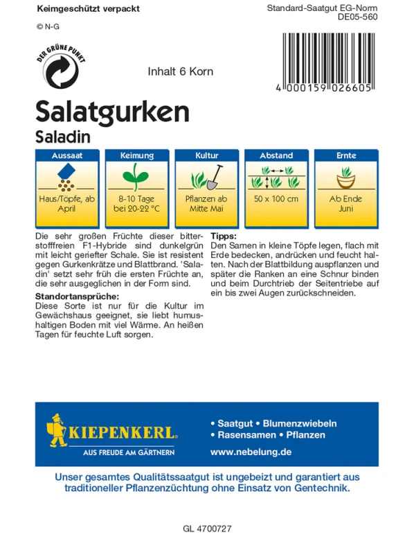 KIEPENKERL Gurkensamen „Saladin“ 4 KIEPENKERL Gurkensamen „Saladin“ – Bild 2