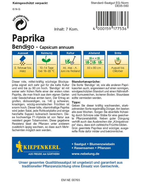 KIEPENKERL Paprikasamen „Bendigo F1“ 4 KIEPENKERL Paprikasamen „Bendigo F1“ – Bild 2