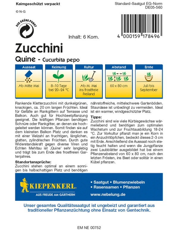 KIEPENKERL Kletter-Zucchinisamen „Quine“ 4 KIEPENKERL Kletter-Zucchinisamen „Quine“ – Bild 2