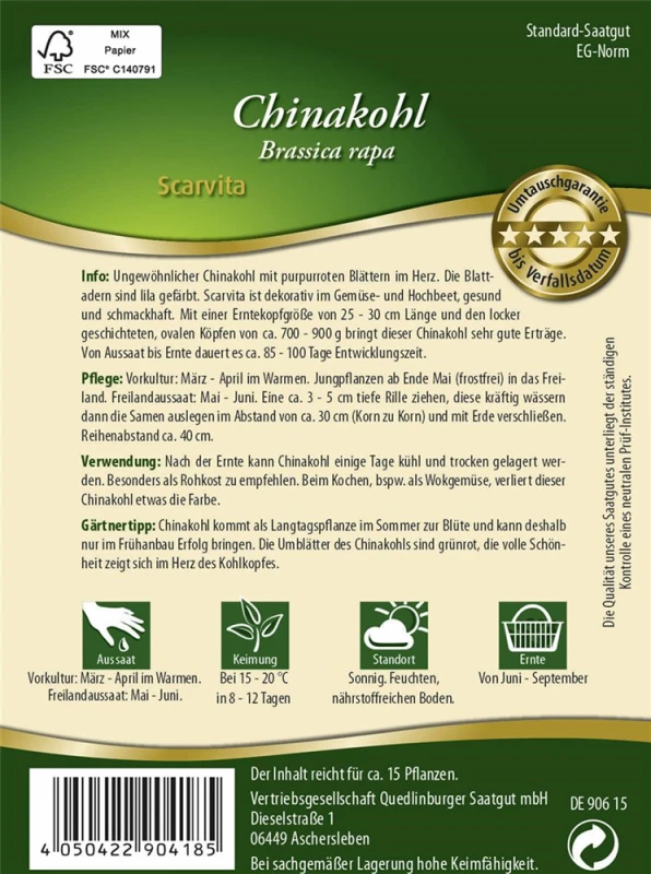 QUEDLINBURGER Chinakohlsamen „Scarvita“ 4 QUEDLINBURGER Chinakohlsamen „Scarvita“ – Bild 2