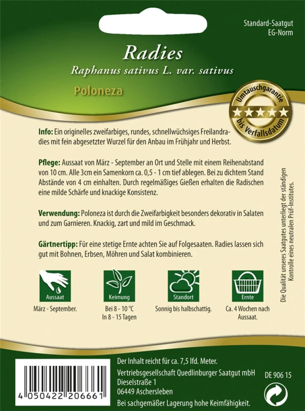 QUEDLINBURGER Radieschensamen „Poloneza“ 4 QUEDLINBURGER Radieschensamen „Poloneza“ – Bild 2