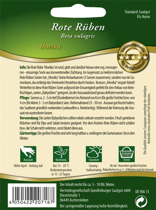 QUEDLINBURGER Rote Rübe-Samen „Monika“ 4 QUEDLINBURGER Rote Rübe-Samen „Monika“ – Bild 2