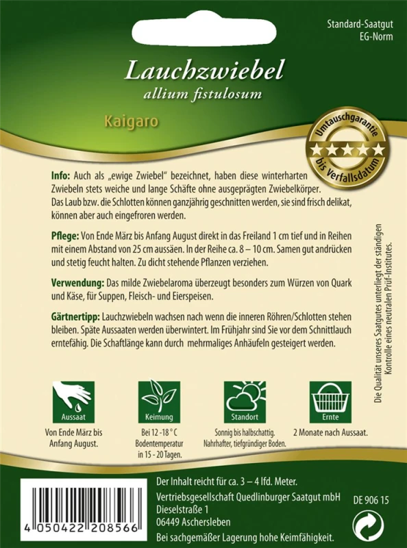 QUEDLINBURGER Lauchzwiebelsamen „Kaigaro“ 4 QUEDLINBURGER Lauchzwiebelsamen „Kaigaro“ – Bild 2