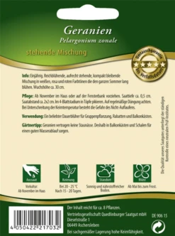 QUEDLINBURGER Zonal-Pelargonie-Samen -Blumen Risse Verkaufsladen 291703 4050422217032 RS20Geranien20stehende20Mischung 800x800