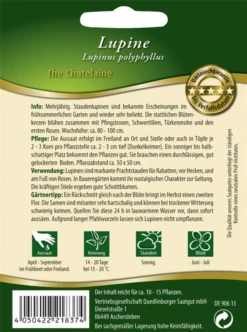 QUEDLINBURGER Garten-Lupine-Samen „The Chatelaine“ 7 QUEDLINBURGER Garten-Lupine-Samen „The Chatelaine“ -Blumen Risse Verkaufsladen 291837 4050422218374 RS20Lupine20The20Chatelaine 800x800