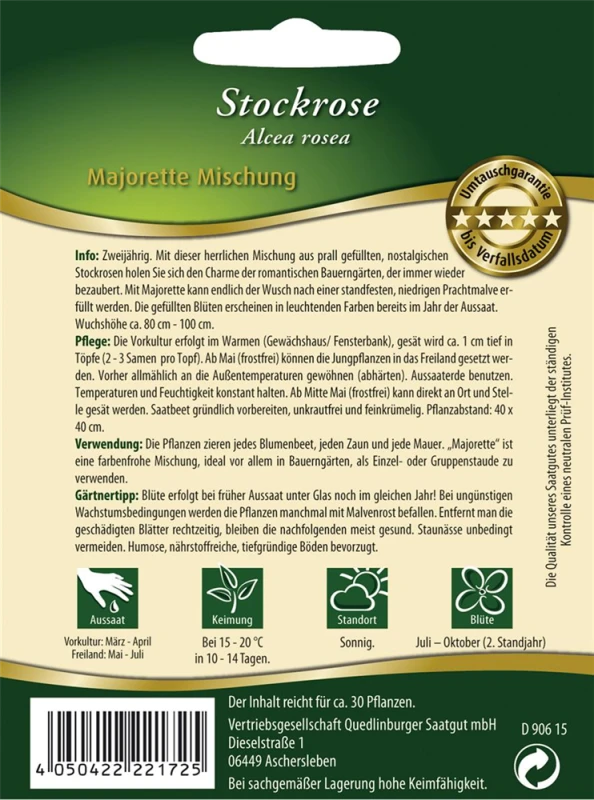 QUEDLINBURGER Stockrosensamen „Majorette“ 4 QUEDLINBURGER Stockrosensamen „Majorette“ – Bild 2