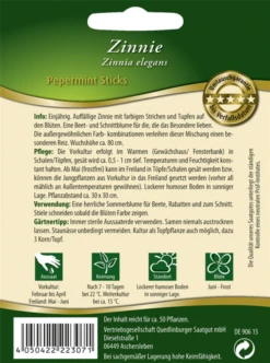 QUEDLINBURGER Zinniensamen „Peppermint Stick“ Mix 7 QUEDLINBURGER Zinniensamen „Peppermint Stick“ Mix -Blumen Risse Verkaufsladen 292307 4050422223071 RS20Zinnien20Pepermint20Sticks 800x800