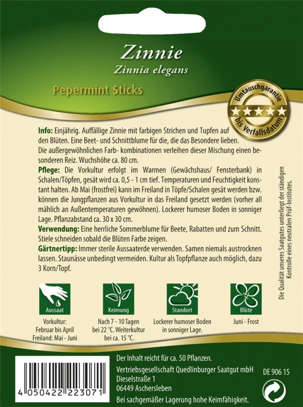 QUEDLINBURGER Zinniensamen „Peppermint Stick“ Mix 4 QUEDLINBURGER Zinniensamen „Peppermint Stick“ Mix – Bild 2