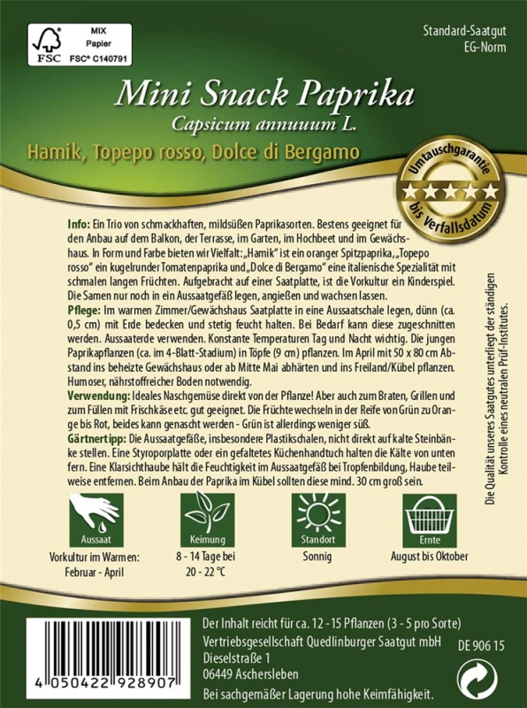 QUEDLINBURGER Snack-Paprika-Samen 4 QUEDLINBURGER Snack-Paprika-Samen – Bild 2