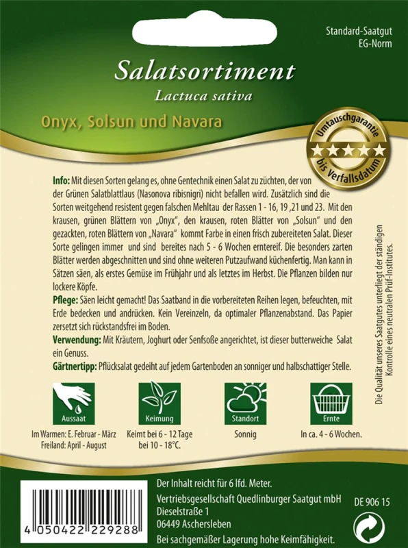 QUEDLINBURGER Salatsortimentsamen „Blattlaussortiment“ 4 QUEDLINBURGER Salatsortimentsamen „Blattlaussortiment“ – Bild 2