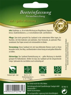 QUEDLINBURGER Beeteinfassung-Samen „Rot-Gelb“ 7 QUEDLINBURGER Beeteinfassung-Samen „Rot-Gelb“ -Blumen Risse Verkaufsladen 292981 4050422229813 RS20SB20Beeteinfassung20rot gelb20Mg 800x800