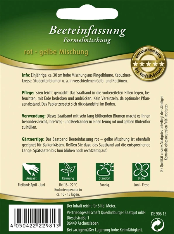 QUEDLINBURGER Beeteinfassung-Samen „Rot-Gelb“ 4 QUEDLINBURGER Beeteinfassung-Samen „Rot-Gelb“ – Bild 2
