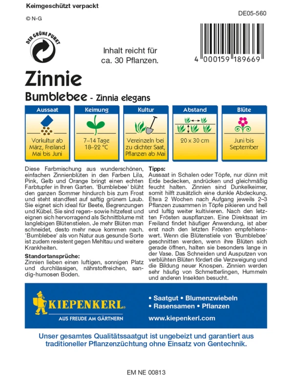 KIEPENKERL Zinniensamen „Bumblebee“ 4 KIEPENKERL Zinniensamen „Bumblebee“ – Bild 2