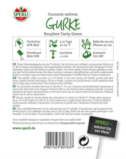 SPERLI Gurkensamen „Burpless Tasty Green F1“ 9 SPERLI Gurkensamen „Burpless Tasty Green F1“ -Blumen Risse Verkaufsladen 80783 RS 800x800