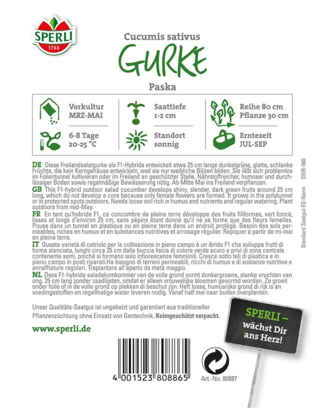 SPERLI Salatgurkensamen „Paska“ 4 SPERLI Salatgurkensamen „Paska“ – Bild 2