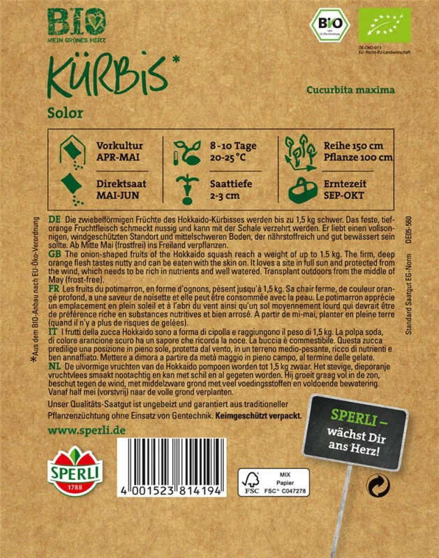 SPERLI Hokkaidokürbissamen 4 SPERLI Hokkaidokürbissamen – Bild 2