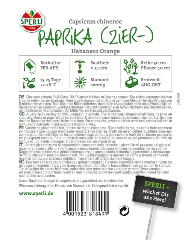 SPERLI Chilisamen „Habanero“ 4 SPERLI Chilisamen „Habanero“ – Bild 2
