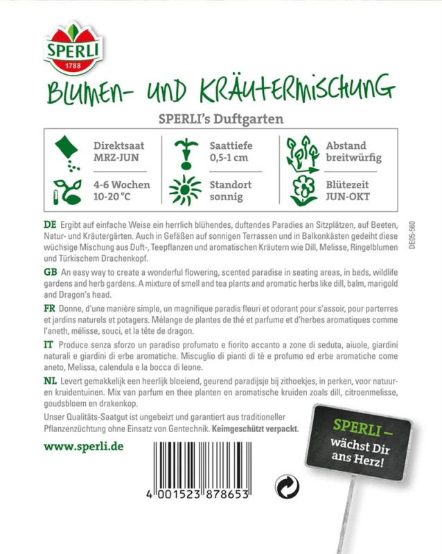 SPERLI Blumen-& Kräutermischung „Duftgarten“ 4 SPERLI Blumen-& Kräutermischung „Duftgarten“ – Bild 2